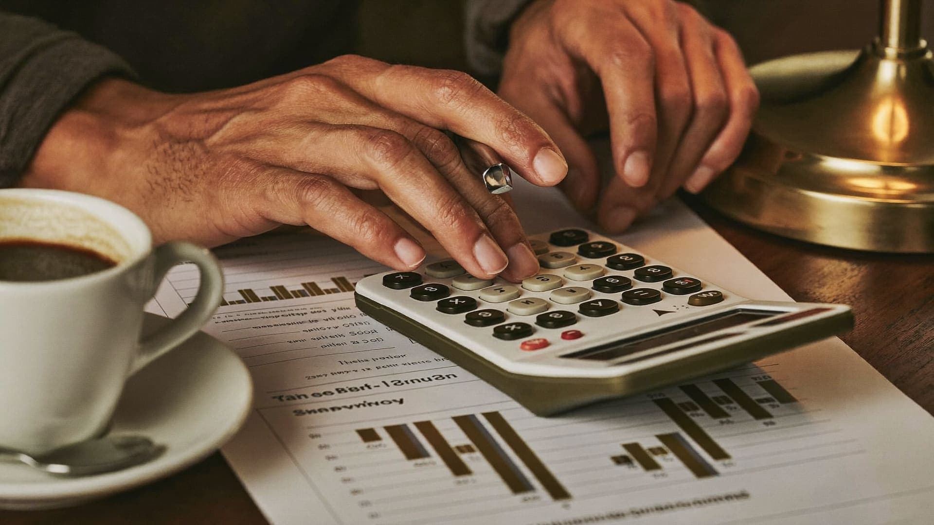 Contador trabajando con reportes financieros